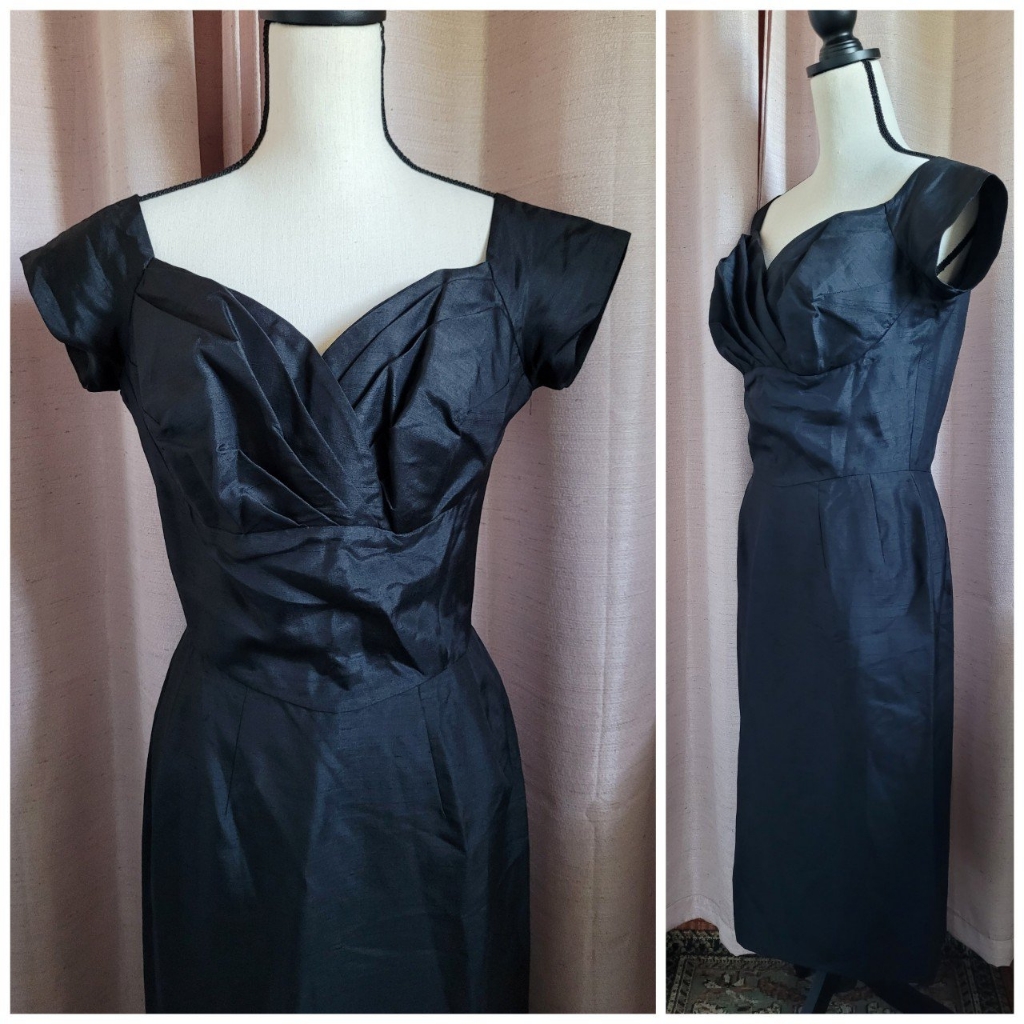 True Vintage 1950's Syano California Brand Black Wiggle Dress